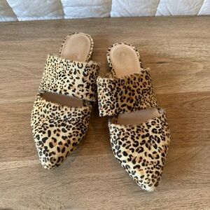Matisse "Berlin" Calf Hair Leather Leopard Print Pointed Toe Mules 6.5